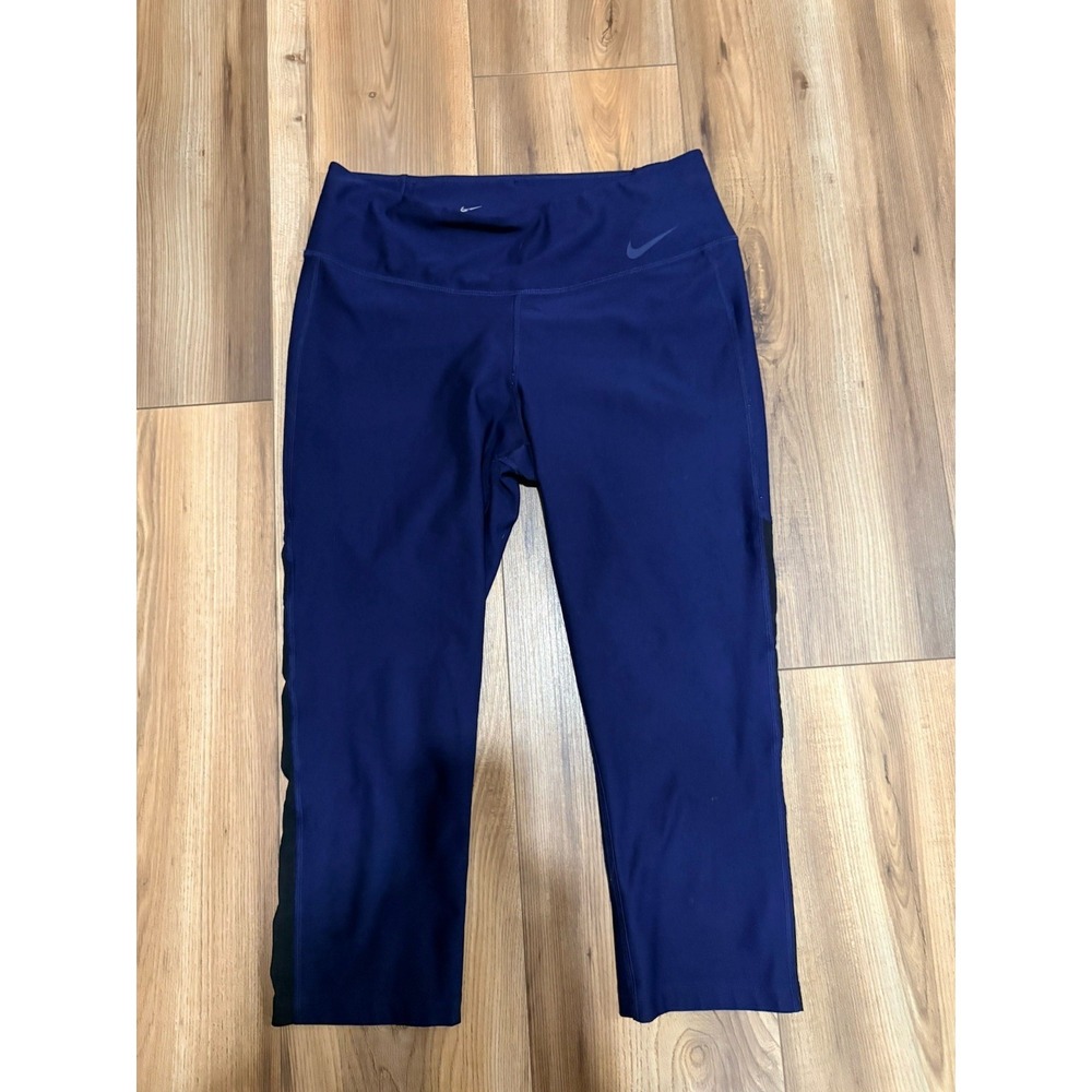 Nike Dri-fit Cropped Leggings‎ Yoga Pants Navy Blue Women's Medium Stretch